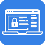 Laptop screen displaying a padlock symbol, representing cybersecurity and ransomware threat protection for small and mid-size organizations.