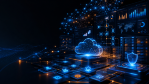 Cloud ERP dashboard illustration for comparing Odoo and NetSuite business operations software for manufacturers