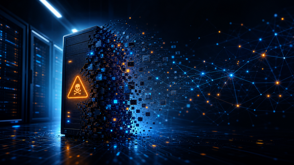 AI-amplified Linux server security risk illustration for the Dirty Frag vulnerability